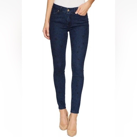 IVANKA TRUMP Mid Rise dark wash Star Print Skinny Jeans size 10 NEW WITH TAGS - Picture 1 of 10